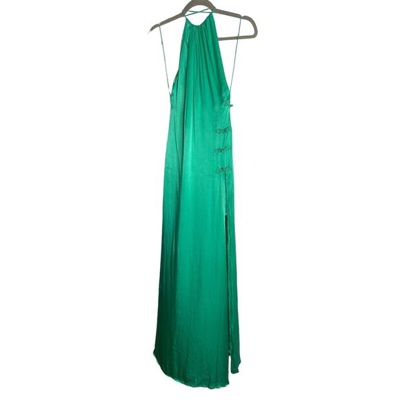 Revolve Sau Lee Porter Backless Gown Halter Slit Maxi Dress Jade Green Size 0 US - Picture 9 of 15